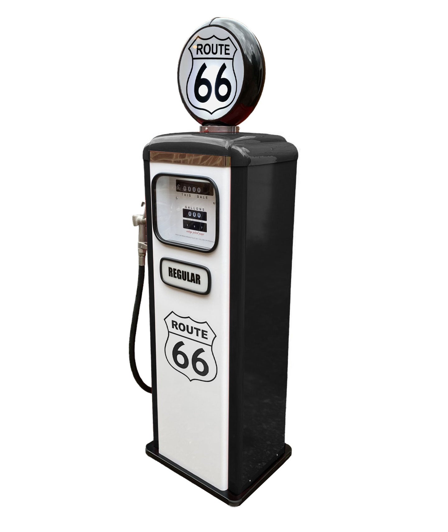 Route 66 reproduction petrol pump side